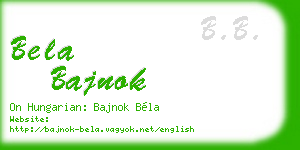 bela bajnok business card